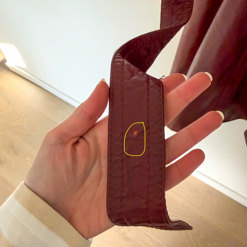 Vintage Y2K 70s Retro Wilson Leather‎ Burgundy Leather Trench Coat XS-S - Picture 8 of 9